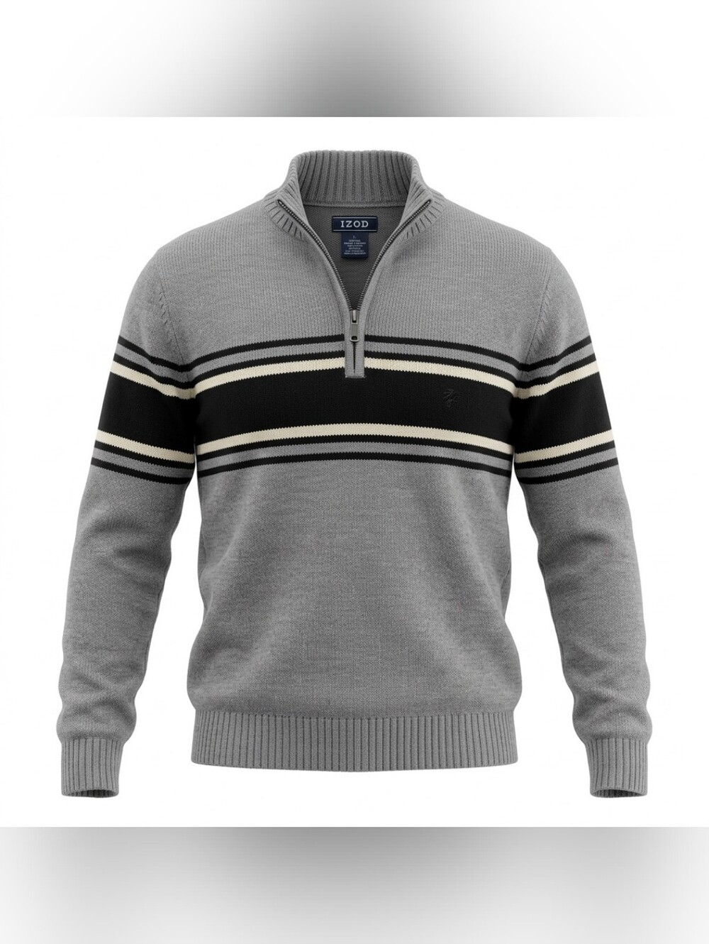 Izod SZ M‎ NWT Long Sleeve 1/4 Zip Sweater Cotton Blend Preppy Fall Neutral